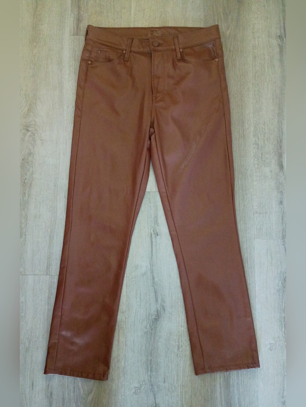 MOTHER The Mid Rise Dazzler Ankle Pants in Cognac Brown